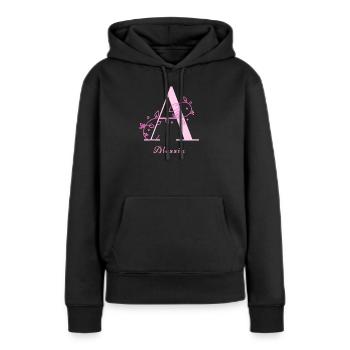 ALESSIA Namensshirt Blumen Buchstabe Damen - Frauen Premium Bio Hoodie - Schwarz - Vorne - Julia (174cm)