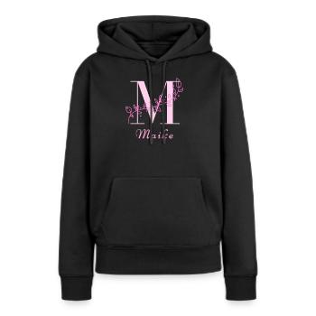 MAIKE Namensshirt Blumen Buchstabe Damen - Frauen Premium Bio Hoodie - Schwarz - Vorne - Julia (174cm)