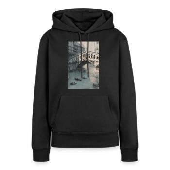 Le pont du Rialto à Venise - Sweat à capuche Premium bio Femme - noir - Devant - Julia (174cm)
