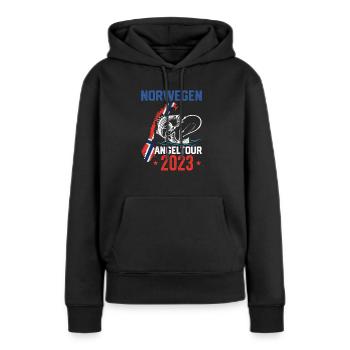 Norwegen Angeltour 2023 Hochseeangeln - Frauen Premium Bio Hoodie - Schwarz - Vorne - Julia (174cm)