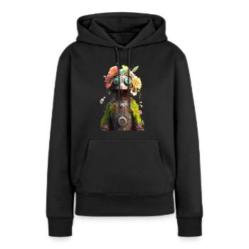 Flower Power Robot - Women’s Premium Organic Hoodie - black - Front - Julia (174cm)