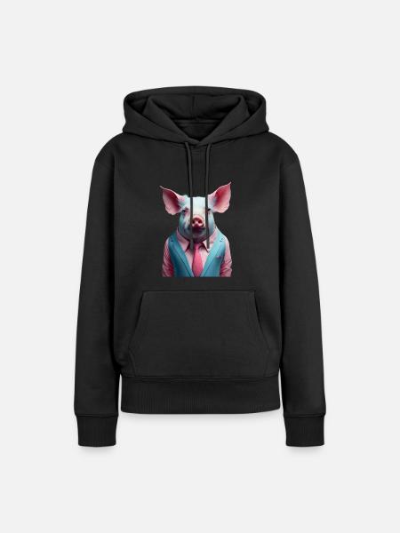 Modischen Schwein - Frauen Premium Bio Hoodie - Schwarz