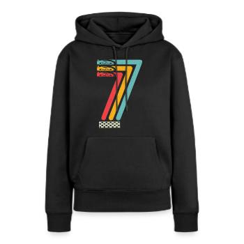 7. Geburtstag Rennwagen 7 Jahre alt Rennauto - Frauen Premium Bio Hoodie - Schwarz - Vorne - Julia (174cm)