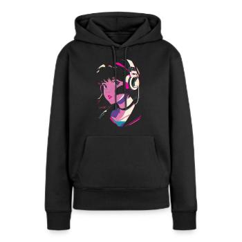 Anime Aesthetics Girl avec des écouteurs - Sweat à capuche Premium bio Femme - noir - Devant - Julia (174cm)