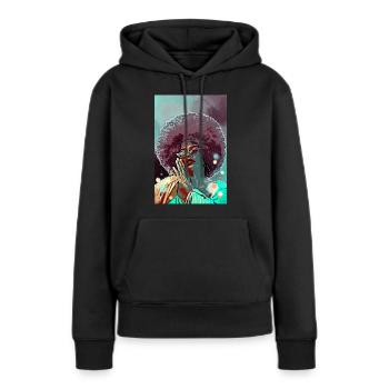 pop art color - Sweat à capuche Premium bio Femme - noir - Devant - Julia (174cm)