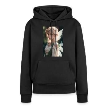 Smaragd-Verzauberung: Schönes Feenmädchen in - Frauen Premium Bio Hoodie - Schwarz - Vorne - Julia (174cm)