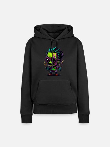 Bunter cooler Zombie - Frauen Premium Bio Hoodie - Schwarz