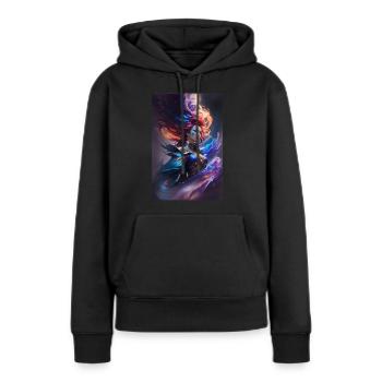 lady - Frauen Premium Bio Hoodie - Schwarz - Vorne - Julia (174cm)