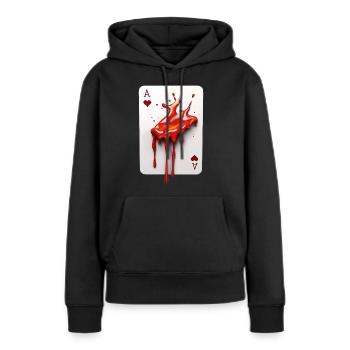 Blutige Pokerkarte - Frauen Premium Bio Hoodie - Schwarz - Vorne - Julia (174cm)