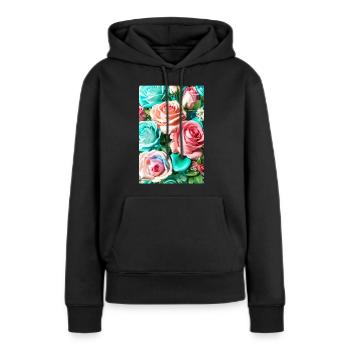 Floral 150 - Sweat à capuche Premium bio Femme - noir - Devant - Julia (174cm)