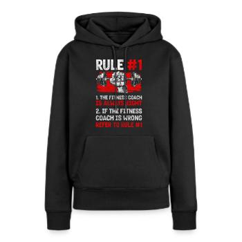 Trainer Gym Pompes Développé couché - Sweat à capuche Premium bio Femme - noir - Devant - Julia (174cm)