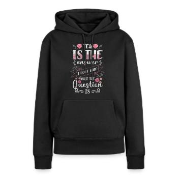 Buveur de thé Time Out Chaud Tea Time - Sweat à capuche Premium bio Femme - noir - Devant - Julia (174cm)