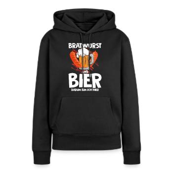 Bratwurst als Geschenk - Frauen Premium Bio Hoodie - Schwarz - Vorne - Julia (174cm)