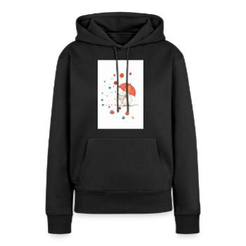 Schaf mit Regenschirm gemalt - Frauen Premium Bio Hoodie - Schwarz - Vorne - Julia (174cm)