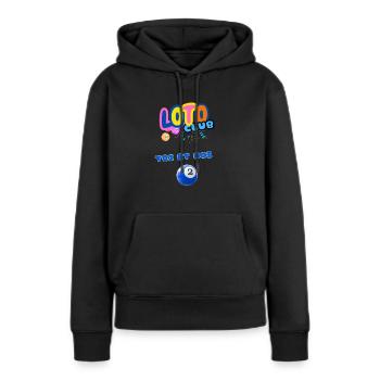 LOTO - BINGO - 2 - TOI ET MOI - Sweat à capuche Premium bio Femme - noir - Devant - Julia (174cm)