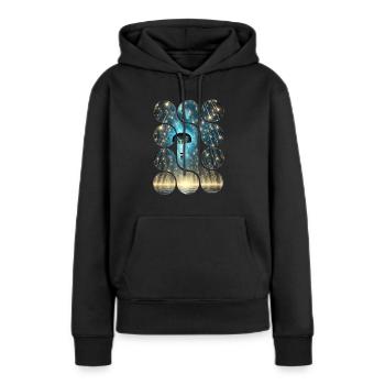 Visuel Parachute des Étoiles - Sweat à capuche Premium bio Femme - noir - Devant - Julia (174cm)