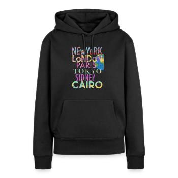 Villes du monde - Sweat à capuche Premium bio Femme - noir - Devant - Julia (174cm)