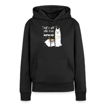 Alpaka Liebe - Frauen Premium Bio Hoodie - Schwarz - Vorne - Julia (174cm)