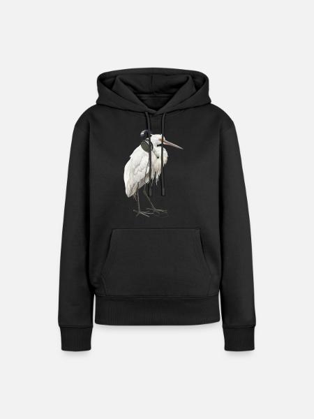 Reiher Vogel - Frauen Premium Bio Hoodie - Schwarz