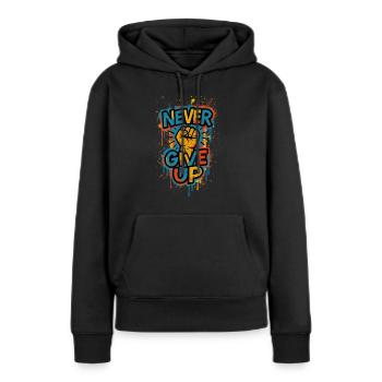 N’abandonnez jamais - Santé, Maladie, Psyché, Pouvoir - Sweat à capuche Premium bio Femme - noir - Devant - Julia (174cm)