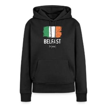 Belfast - Sweat à capuche Premium bio Femme - noir - Devant - Julia (174cm)