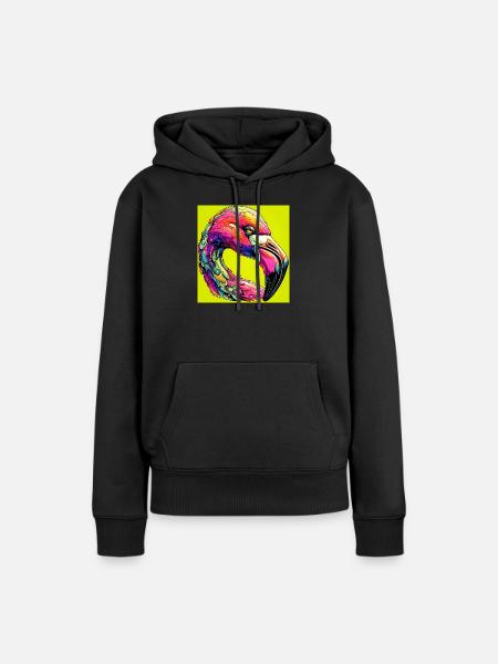 Flamingo - Frauen Premium Bio Hoodie - Schwarz