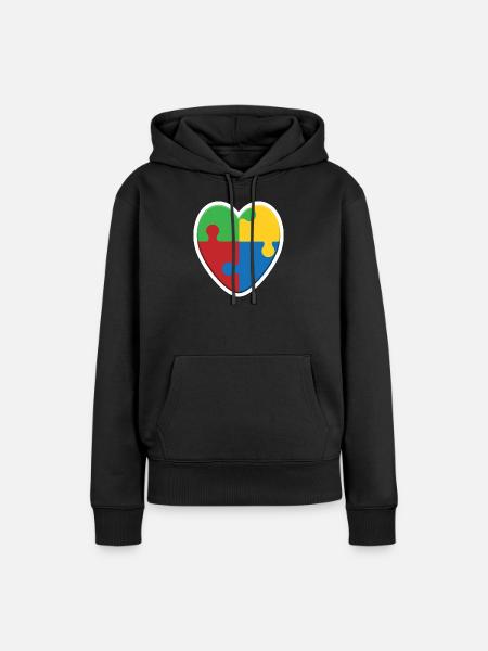 Autismus Herz Puzzle - Frauen Premium Bio Hoodie - Schwarz