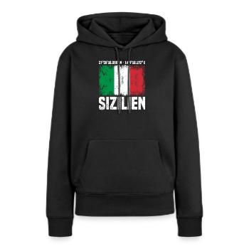 Sizilien Koordinaten - Frauen Premium Bio Hoodie - Schwarz - Vorne - Julia (174cm)