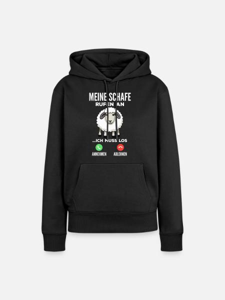 Anruf Meiner Schafe - Annehmen Ablehnen - Frauen Premium Bio Hoodie - Schwarz