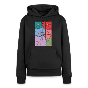 Boho Flora Blumen - Frauen Premium Bio Hoodie - Schwarz - Vorne - Julia (174cm)