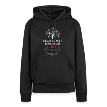 La Libye n’oublie jamais ses racines - Sweat à capuche Premium bio Femme - noir - Devant - Julia (174cm)