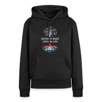 Racines luxembourgeoises - Sweat à capuche Premium bio Femme - noir - Devant - Julia (174cm)