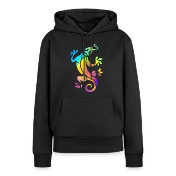 Mehrfarbiger Salamander - Frauen Premium Bio Hoodie - Schwarz - Vorne - Julia (174cm)