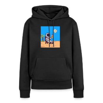 Astronaute en vacances Pixelart - Sweat à capuche Premium bio Femme - noir - Devant - Julia (174cm)