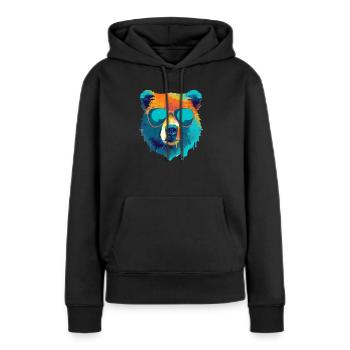 Bill der bär mit der Brille - Frauen Premium Bio Hoodie - Schwarz - Vorne - Julia (174cm)