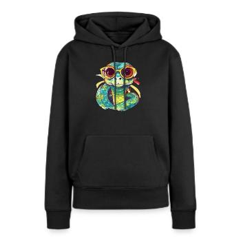 Sna le serpent à lunettes - Sweat à capuche Premium bio Femme - noir - Devant - Julia (174cm)
