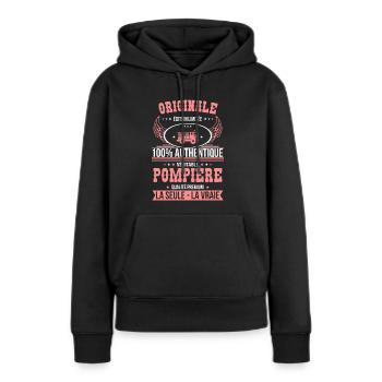 Authentique et véritable pompière - Originale - Sweat à capuche Premium bio Femme - noir - Devant - Julia (174cm)