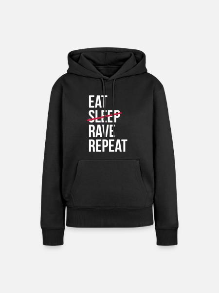 Eat Rave Repeat - Frauen Premium Bio Hoodie - Schwarz