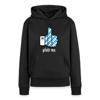 Bayrischer Spruch - Frauen Premium Bio Hoodie - Schwarz - Vorne - Julia (174cm)