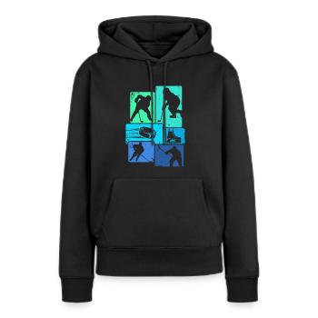 Eishockey Retro Hockey Eishockeyspieler - Frauen Premium Bio Hoodie - Schwarz - Vorne - Julia (174cm)