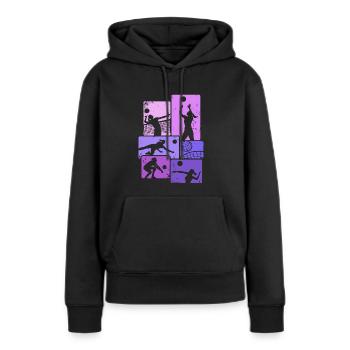 Joueur de volley-ball Vintage Volley-ball Volley - Sweat à capuche Premium bio Femme - noir - Devant - Julia (174cm)