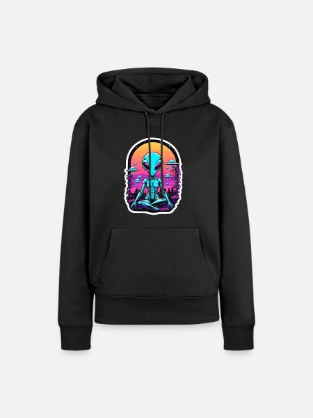 Außerirdische Meditation - Frauen Premium Bio Hoodie - Schwarz