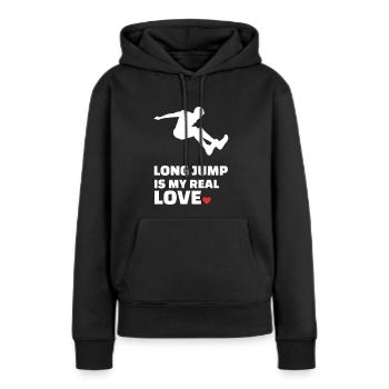 Ich Liebe Weitsprung - Frauen Premium Bio Hoodie - Schwarz - Vorne - Julia (174cm)
