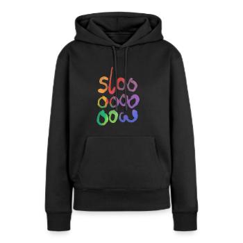 Slooow - Frauen Premium Bio Hoodie - Schwarz - Vorne - Julia (174cm)