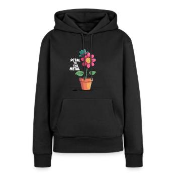 Lustige Blume mit Hut - Petal to the Metal - Frauen Premium Bio Hoodie - Schwarz - Vorne - Julia (174cm)