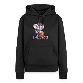 Merica Independence Day 4th of Juillet Baseball Mouse - Sweat à capuche Premium bio Femme - noir - Devant - Julia (174cm)