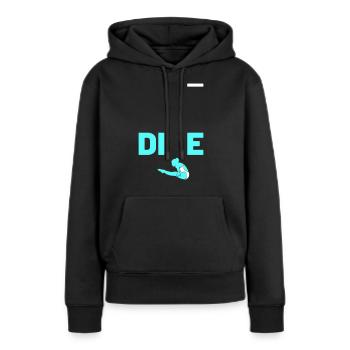 DIVE - Frauen Premium Bio Hoodie - Schwarz - Vorne - Julia (174cm)