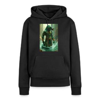 Sobek, godin à tête de crocodile dans le Nil - Sweat à capuche Premium bio Femme - noir - Devant - Julia (174cm)