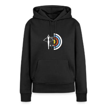 Arbalète Sagittaire Cadeau - Sweat à capuche Premium bio Femme - noir - Devant - Julia (174cm)