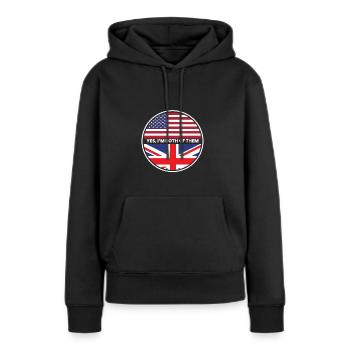 Oui, je suis tous les deux uk usa - Sweat à capuche Premium bio Femme - noir - Devant - Julia (174cm)